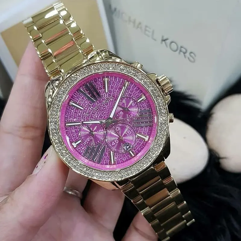 Michael Kors Wren Fuchsia Crystal Pave Gold-tone Ladies Watch- MK6290